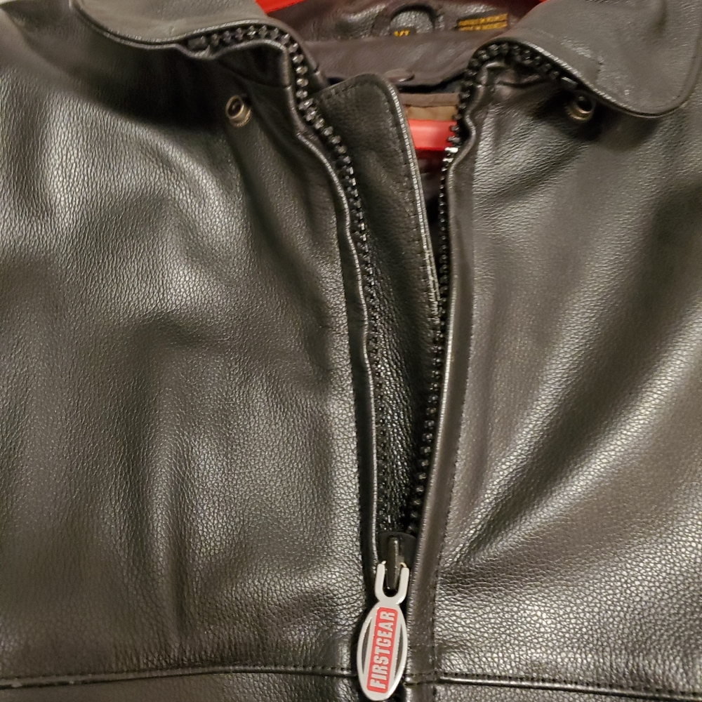 Firstgear thermoliner black leather motorcycle jacket XL - Picture 12 of 16